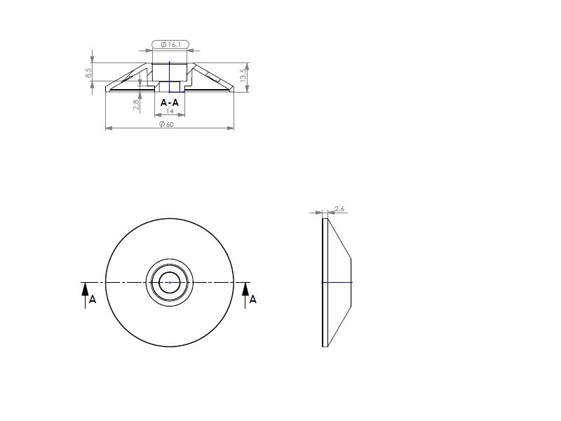 Wandscheibe 60 x 13,5 mm - 4er Pack