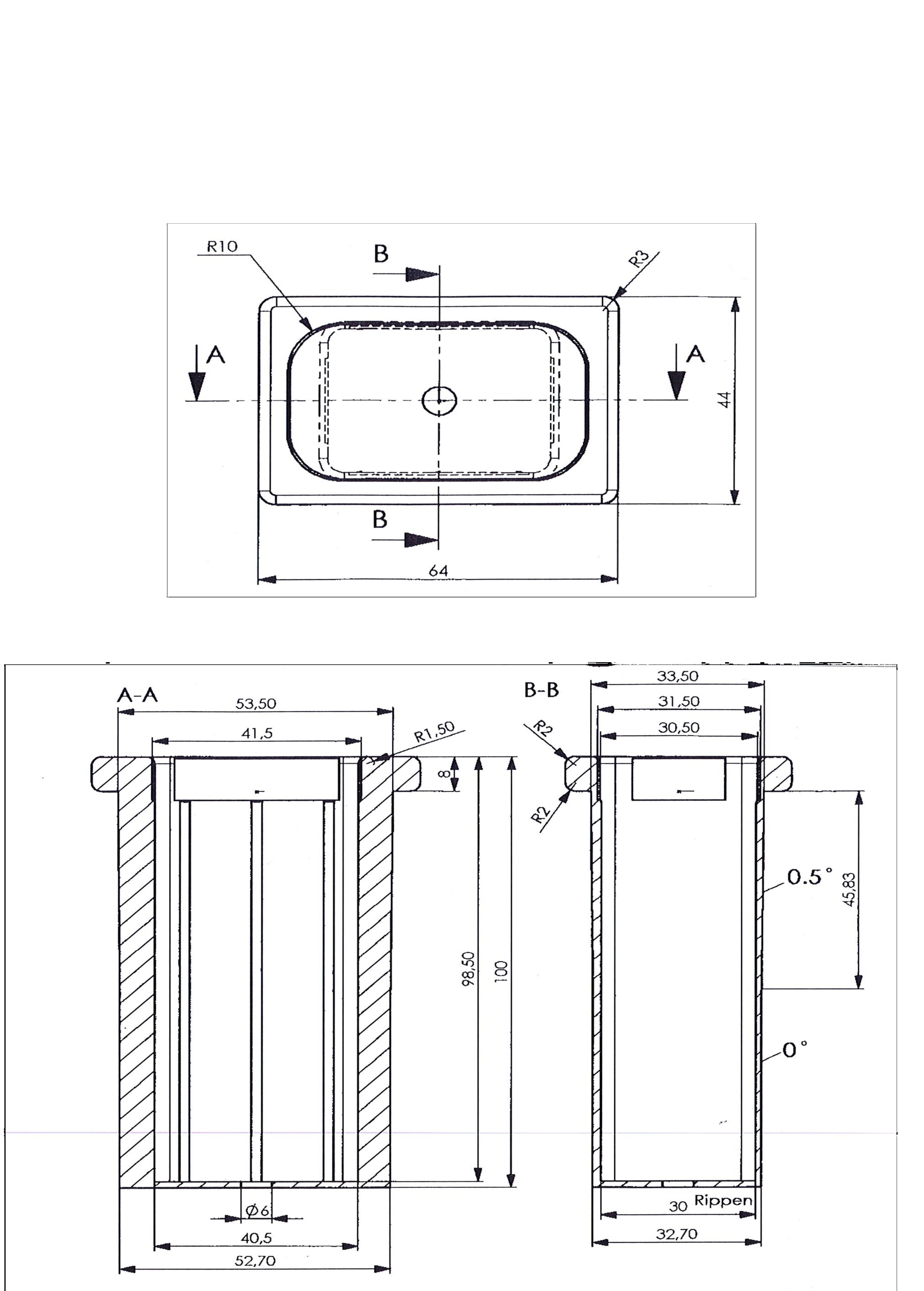 Schalldämm- und Schwingungshülse mit Boden 60 x 40 / 40 x 30  100 mm lang - 2er Pack