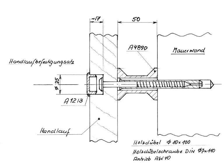 Handlaufhalter-Set 5 x Abstandhalter+Stopfen+Dübel inkl. Schraube