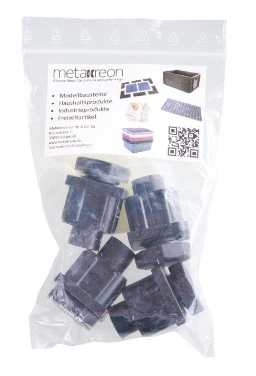 4er Pack Verstellgleiter für Vierkantrohr 30 x 30 mm, schwarz