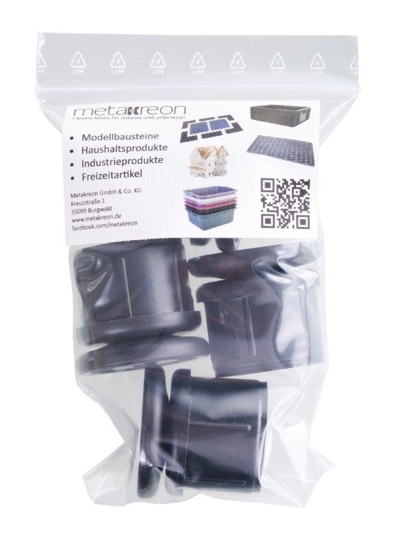 4er Pack Verstellgleiter für Rundrohr 40 mm, schwarz